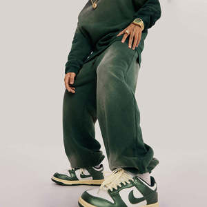 Pantalon de jogging en molleton lavé à l'acide vintage avec logo personnalisé 100% Pantalon de sport en polaire pour hommes Pantalon de survêtement en molleton unisexe d'hiver lourd - Product Image 3