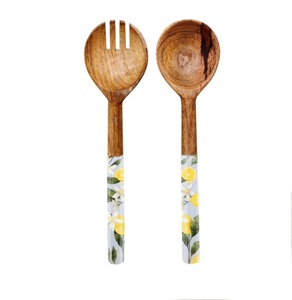 ชุดเซิร์ฟสลัดทำจากไม้ธรรมชาติทำด้วยมือช้อนฝังเรซินและส้อมเครื่องใช้ในครัวของขวัญ - Product Image 4