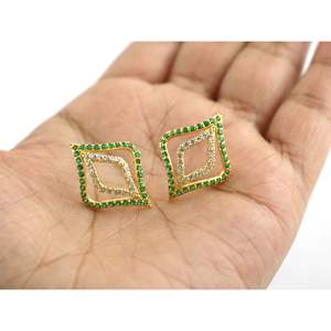 Pendientes de tuerca de mariposa de oro amarillo de 14K, Diamante Esmeralda natural, chapado en oro blanco, moda principal de 18K para compromiso, certificado IGI - Product Image 3