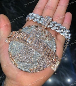 Personalizado completo Iced Out moda Hip Hop plata Rosa chapado en oro Moissanite diamante moda colgante collares por proveedores indios - Product Image 1