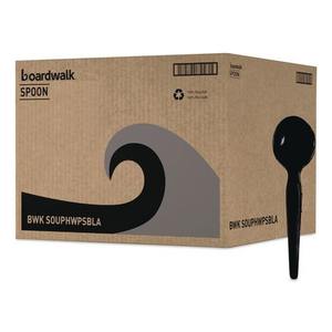 Cucharas de Sopa de Poliestireno Negro Resistentes Boardwalk, 1000 Unidades por Caja, Cucharas Desechables - Product Image 1