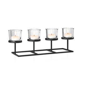 Porte-bougie en fer noir pour 5 bougies chauffe-plat, support en métal, centre de table de mariage de luxe, décoration moderne pour la maison, ornement de table, cadeaux, décoration - Product Image 2