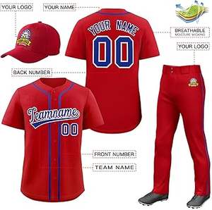 Camiseta de Béisbol Personalizada con Rayas Sublimadas 100% Poliéster, Uniforme de Béisbol con Color Personalizado, Camiseta de Béisbol Personalizada - Product Image 2