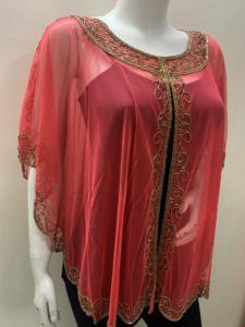 Poncho largo de diseño exclusivo para mujer, tamaño libre, encogimiento de hombros, cuentas de mano, bordado de lentejuelas para vacaciones, playa, talla grande - Product Image 5