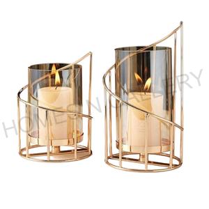 Dernier prix en gros métal fer Design moderne laiton fini cérémonie de noël décoration de fête bougie support debout inde - Product Image 1