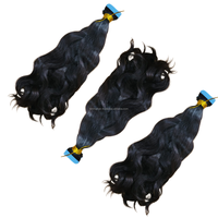 Extensions de cheveux à bandes adhésives double épaisseur de qualité supérieure, 100 % cheveux indiens vierges Remy, cuticules alignées, longueur complète, ondulées, paquets haut/bas