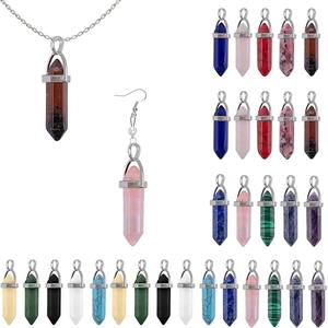 Pendentif Amazonite bleue 8x30mm breloque en pierre naturelle plaquée argent pour bijoux faits main - Product Image 2