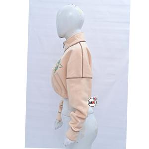 Sudadera lisa de manga larga y cuello redondo con logotipo personalizado bordado algodón polar tejido sudadera holgada para mujer - Product Image 6