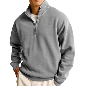 Sudadera personalizable de gran tamaño con media cremallera y cuello simulado para hombre, sudadera de lana de alta calidad con cremallera y cuello simulado para hombre - Product Image 3