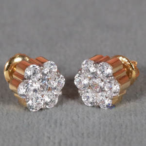 Admirable Pendientes de oro rosa para mujer Oro amarillo de 14 quilates con corte brillante redondo Diamante cultivado en laboratorio Diseño único Fiestas de bodas - Product Image 3