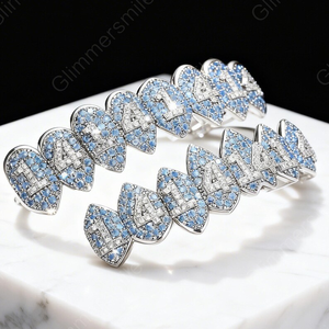 กริลล์เพชรโมอิสซาไนต์แบบกำหนดเอง VVS ประดับเพชรเต็มตัว เงินแท้ 925 สไตล์ฮิปฮอปสุดหรู สำหรับผู้ชายและผู้หญิง - Product Image 2