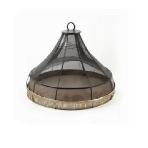 Cubierta para Alimentos Hecha a Mano de Hierro con Bandeja de Servicio, Tela Moderna a Rayas Blancas y Negras, Accesorio Decorativo para Cocina y Comedor - Product Image 1