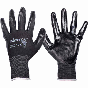 Guanti da Lavoro Weston in Nylon Taglia L Rivestiti in Nitrile per Uso Esterno Quattro Stagioni Lunghezza Polso - Product Image 1