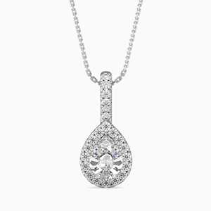 Collar con Colgante Solitario con Halo de Diamante Cultivado en Laboratorio, Corte Pera, 1 Quilate, en Oro Sólido de 14k, con Certificado IGI, Fabricante de Joyería con Diamantes - Product Image 4