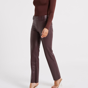 กางเกงสตรีทแวร์หนังแกะของผู้หญิงกางเกงยืดได้เอวยางยืดระบายอากาศได้ดีหนังแกะ2025ระดับมืออาชีพ - Product Image 6