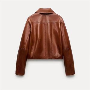 แฟชั่นฤดูใบไม้ร่วงปี 2026 เสื้อแจ็คเก็ตหนังสั้นสีพื้นสไตล์ลำลองอเนกประสงค์สำหรับผู้หญิง - Product Image 5