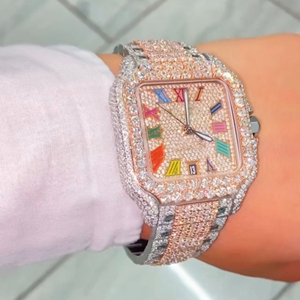 Reloj Mecánico de Diseño Moderno con Esfera Grande de Aleación de Acero Inoxidable, Personalizable con Diamantes VVS Moissanite, Estilo Hiphop, para Hombre - Product Image 3