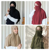 Syal etnik Muslim besar polos wanita, jilbab Islam, jilbab Arab instan, syal mode Ramadan penutup kepala bernapas
