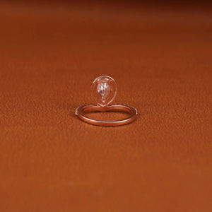 Anillo de compromiso de solitario de boda de alta calidad de 14 quilates de oro blanco sólido elegante corte de pera Leb diamante VVS claridad para mujer - Product Image 3