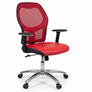 Silla de Oficina Ergonómica Moderna Roza, Ajustable, de Malla y Cuero, con Patas de Acero, para Estudiantes, Empleados, Oficina en Casa, Escuela, Taller - Product Image 4