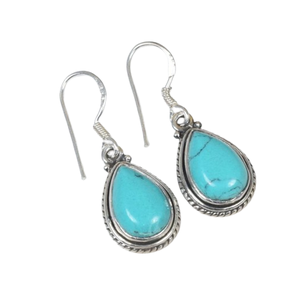 Pendientes de mujer, Plata de Ley 925 sólida, piedras preciosas turquesas naturales, hechos a mano pendientes de plata, joyería de sello sólido 925 - Product Image 1