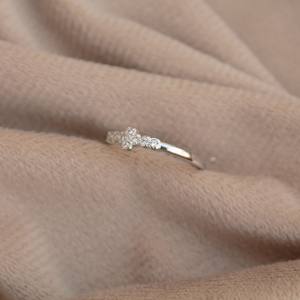 Mini anillo de Plata de Ley 925 sólida elegante y ligero Zirconia cúbica estampada 925 anillos finos - Product Image 3