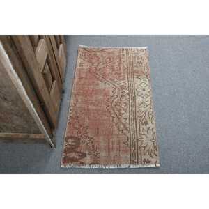 Vintage Turkish Small Rug 2x3.5 ft, <b>Red</b> Southwestern Rug <b>Wool</b> - Product Image 1