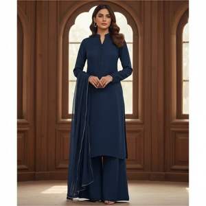 Vestido de Fiesta para Ramadán y Eid, Estilo Indio Pakistaní, Traje Salwar Kameez Informal Ligero de Alta Calidad para Mujer con Dupatta de Georgette - Product Image 1