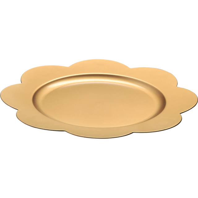 Elegant Gold Metallic Charger Plate with Unique Scalloped Flower Shape Edge