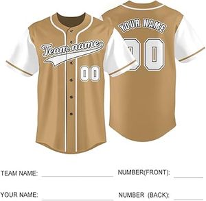 "Maillot de baseball doré personnalisé-Chemise de sport boutonnée personnalisée avec nom et numéro, pour hommes et femmes" - Product Image 2