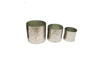 Lot de 3 jardinières en métal martelé en acier de forme ronde de différentes tailles Pots décoratifs de sol les plus vendus pour la décoration de jardin - Product Image 1