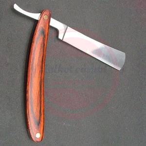 Mango de madera Borde recto Acero inoxidable Maquinilla de afeitar de peluquero personalizada Maquinilla de afeitar plegable - Product Image 4