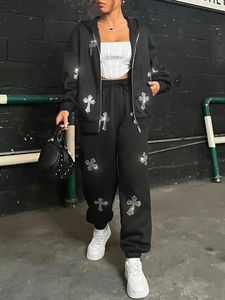 2025-26 Trending Rhinestone Chándal para mujer Jogging Suit Blank Plain con personalización completa - Product Image 6