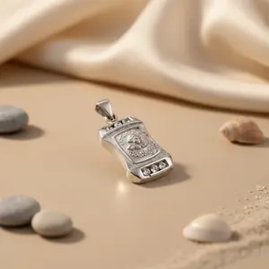 Pendentif en argent 925 avec zircone cubique pour homme, style classique, plaqué rhodium, pendentif en zircone cubique avec matériau en or rose, cadeau - Product Image 2