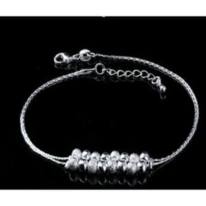 Cavigliera con Perline a Sfera in Oro Bianco 14k con Diamante, Placcatura in Oro 18k e Rodio per Occasioni Speciali - Product Image 2