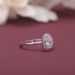 IGI Certified Lab Grown Oval Diamond Halo Engagement Ring <b>Solid</b> 925 Sterling <b>Silver</b> Oval Cut Diamond Ring for Women - Product Image 2