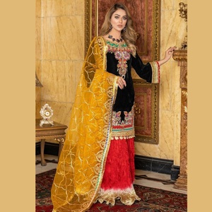 Venta caliente diseñador marrón seda Salwar Kameez vestido étnico pakistaní para fiestas formales inspirado India Pakistán-WS INTERNATIONAL - Product Image 2