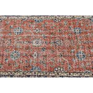 Alfombra Turca, Alfombra Vintage de 3.4x6.6 pies, Alfombra de Lana Roja Ombré - Product Image 4