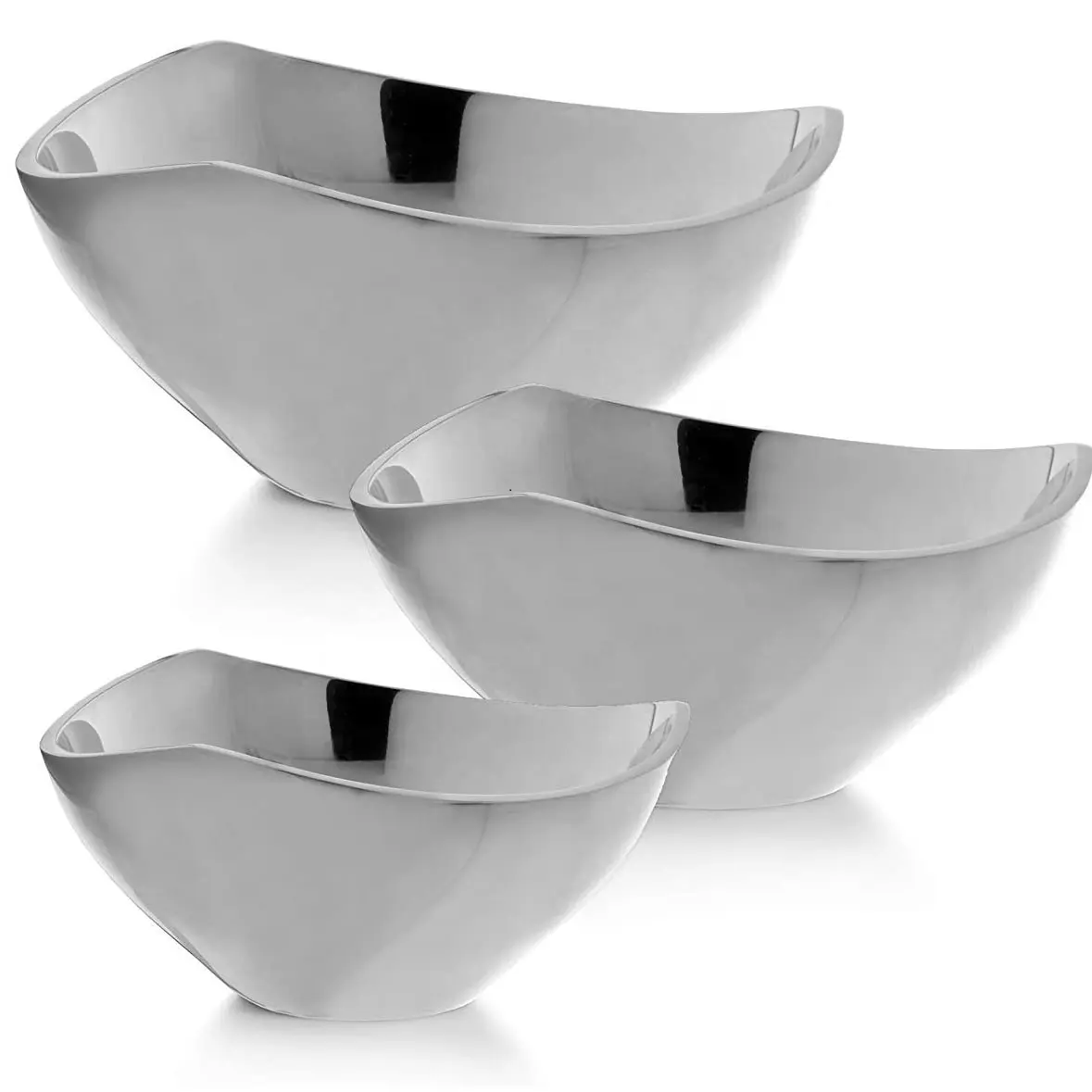 Attractive Designed Tabletop Decor Bowl With Smooth Edges Housewarming Bright Kitchenware Durable Steel Made Salad Serving Bowl