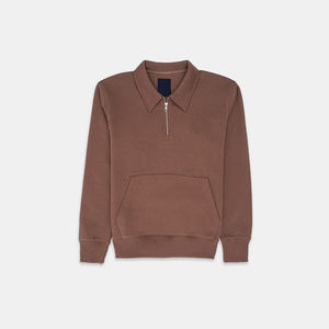 Haute qualité au crochet hiver demi fermeture éclair pull sweats hommes Logo personnalisé lourd polaire 100% coton poche sweats à capuche - Product Image 1