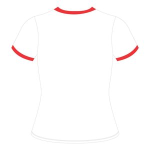HBCU Educated Women Chenille Contrast Trim Ringer T Shirt White with Red Embroidered Letters Cotton Collegiate Greek Fashion - Product Image 3