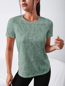Camisetas de poliéster Spandex para mujer, nueva camiseta de manga corta con cuello redondo de tela de verano para mujer - Product Image 3