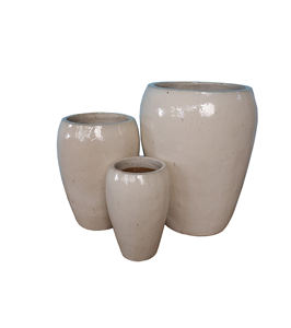 Pots de fleurs en céramique émaillée de haute qualité Design moderne pour décor de jardin pour utilisation au sol, ensemble de 3 pots de plantes - Product Image 3