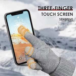 Gants en laine pour hommes, gants en tricot doux, sports de plein air d'hiver, gants en laine pour hommes, gants en tricot épais et chauds - Product Image 2