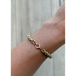 Bold Vintage Gold Plated <b>Rope</b> <b>Chain</b> Bracelet with Pearls and Diamonds Trendy Religious Geometric Pattern for Parties and Gifts - Product Image 6