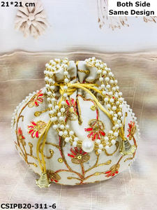 Bolsa Potli bordada India hecha a mano, ideal para regalos de boda, devolución de regalos y celebración de momentos especiales. - Product Image 6