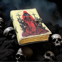Imprimé Dark horreur Gothique En Cuir Journal Livre des Ombres couverture Rigide Rouge À Capuche Figure Vintage Grimoire Occulte halloween Journal