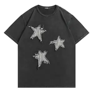 最高のアウトドアウェアストリートスタイルアシッドウォッシュTシャツ通気性軽量エコフレンドリーメンズアシッドウォッシュTシャツ