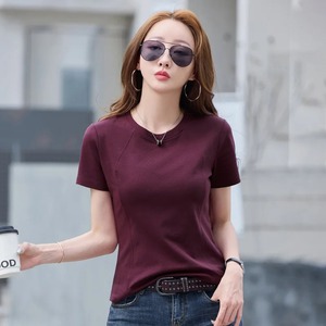 T-shirt décontracté pour femme, col rond, coupe classique, 100% coton, manches courtes, tissu dobby respirant, été, sexy, impression numérique - Product Image 6