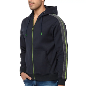 Sweat à capuche décontracté pour homme, fermeture éclair, en molleton de coton, pull-over doux et chaud, coupe ample, streetwear, fermeture éclair intégrale, logo personnalisé, OEM ODM, marque privée, en gros - Product Image 3